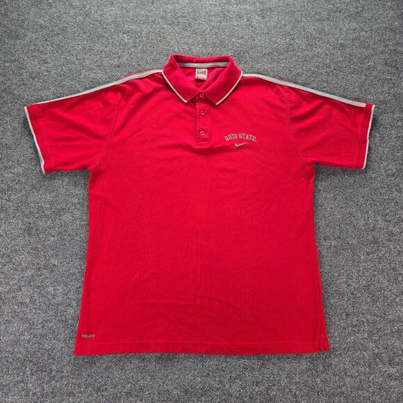 Ohio‎ State Buckeyes Polo Shirt Nike Team Mens XL Red Vintage College Football - Picture 1 of 9